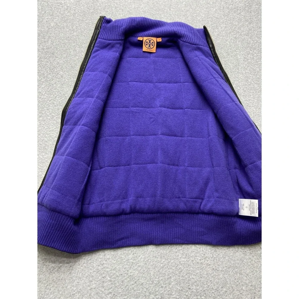 Tory Burch Vest Womens XS Gray Wool Cashmere Quilted Puffer Zip